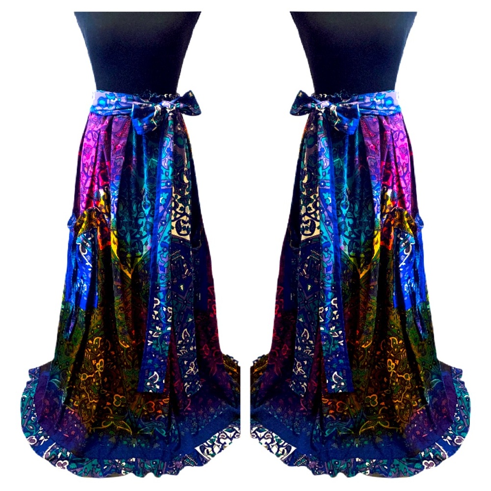 Boho Handmade ❤️ Wraparound Maxi 💕 Skirt with large patch pockets